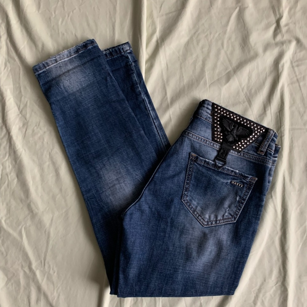 Natty Provocateur Couture Jeans Size 27 Studs Inseam 29” Cotton Blend Eagle